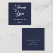 Modern marineblauw minimale bruiloft dank u notitiekaartje (Voorkant / Achterkant)