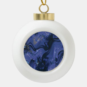 Modern marineblauw ombre goud marmer patroon keramische bal ornament