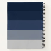 Modern marineblauw ombre grijs klassiek monogram notitieboek (Achterkant)