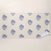 Modern  marineblauw op beige crème strandlaken (Voorkant)