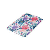 Modern marineblauw Paarse blush roze bloemmotief Badmat (Gekanteld)