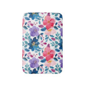 Modern marineblauw Paarse blush roze bloemmotief Badmat (Voorkant Verticaal)