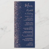 Modern marineblauw Roos gouden glitter edge bruilo Menu (Voorkant)