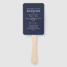 Modern marineblauw trouwprogramma handwaaier