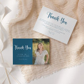 Modern marineblauw wit Afstuderen dank u kaart