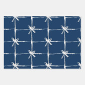 Modern marineblauw & wit kerstboom & lint inpakpapier vel (Voorkant 3)