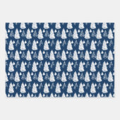 Modern marineblauw & wit kerstboom & lint inpakpapier vel (Voorkant 2)