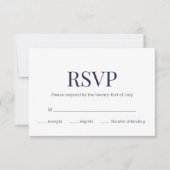 Modern marineblauw wit monogram RSVP Kaartje (Voorkant)