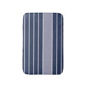 Modern marineblauw wit strepen chevron patroon badmat (Voorkant Verticaal)