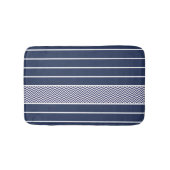 Modern marineblauw wit strepen chevron patroon badmat (Voorkant)
