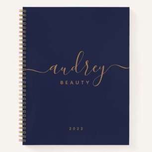 modern marinegoud blauw goud Handtekening Monogram Notitieboek