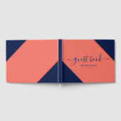 Modern marinesblauw en koraal bruiloft gastenboek (Volledig)