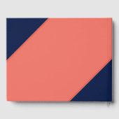 Modern marinesblauw en koraal bruiloft gastenboek (Achterkant)