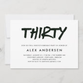 Modern Marker | Zwarte en witte dertigste verjaard Kaart (Voorkant)