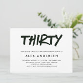 Modern Marker | Zwarte en witte dertigste verjaard Kaart (Staand voorkant)