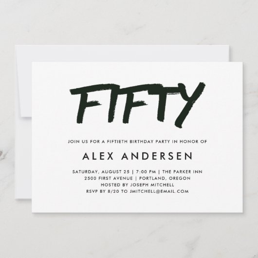 Modern Marker | Zwarte en witte vijftigste verjaar Kaart (Voorkant)