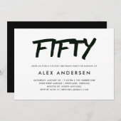 Modern Marker | Zwarte en witte vijftigste verjaar Kaart (Voorkant / Achterkant)