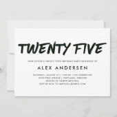 Modern Marker | Zwarte Vijfentwintigste verjaardag Kaart (Voorkant)