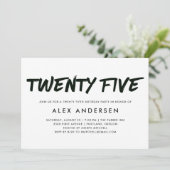 Modern Marker | Zwarte Vijfentwintigste verjaardag Kaart (Staand voorkant)