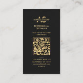 Modern Marketing Monogram Professioneel Zwart Visitekaartje (Achterkant)