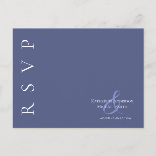 Modern Marlin Blauw en Wit-RSVP-Bruiloft- Briefkaart (Voorkant)