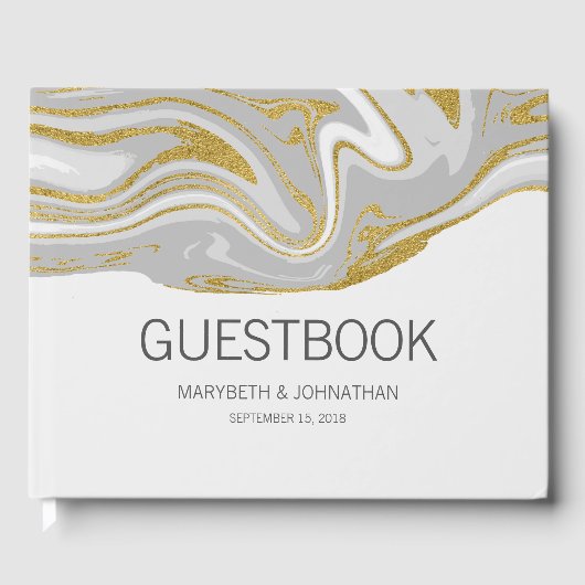 Modern marmer and Gold Wedding Guest Book Gastenboek (Voorkant)