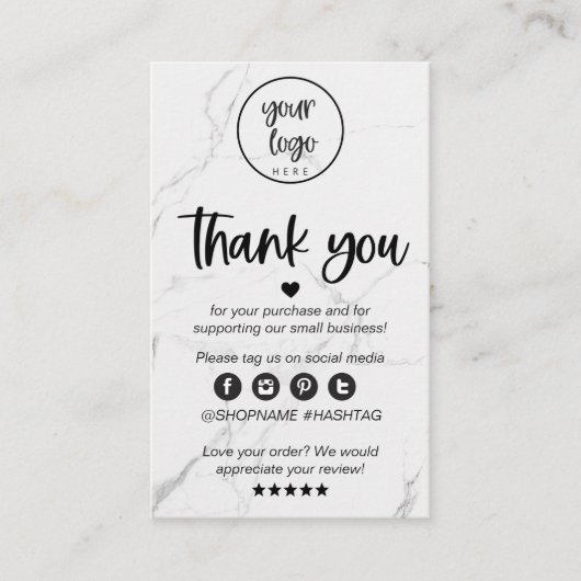 Modern marmer bedrijf dank u voor de bestelling in visitekaartje (Voorkant)