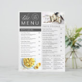 Modern marmer Black & White Restaurant Photo Menu (Staand voorkant)