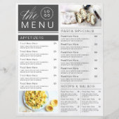 Modern marmer Black & White Restaurant Photo Menu (Voorkant)