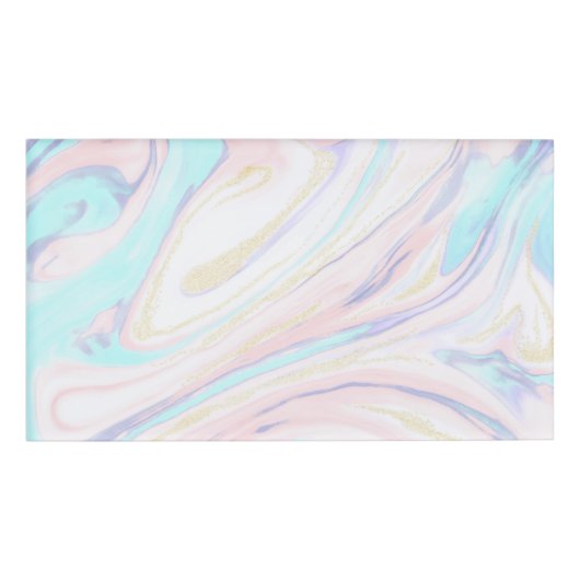 Modern Marmer Blauw Roze Gouden Glitter Naambadge (Voorkant)