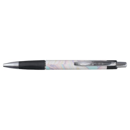 Modern Marmer Blauw Roze Gouden Glitter Pen (Achterkant)