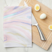 Modern Marmer Blauw Roze Gouden Glitter Theedoek (Quarter Fold)