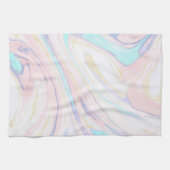 Modern Marmer Blauw Roze Gouden Glitter Theedoek (Horizontaal)