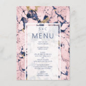 Modern marmer Blue Blush Gold Wedding Menu (Voorkant)