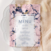Modern marmer Blue Blush Gold Wedding Menu