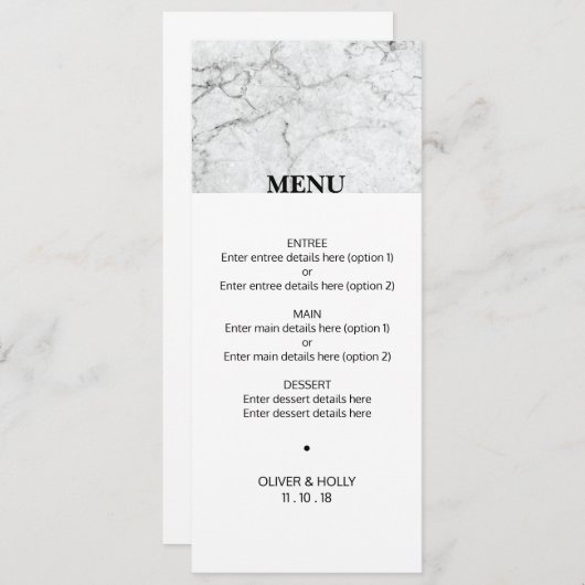 Modern marmer bruiloft menu (Voorkant / Achterkant)