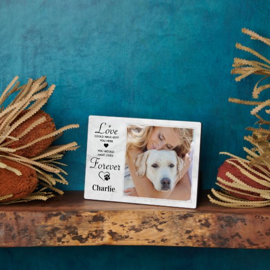 Modern Marmer Custom Photo Dog Pet Memorial Fotoplaat (Zijkant)