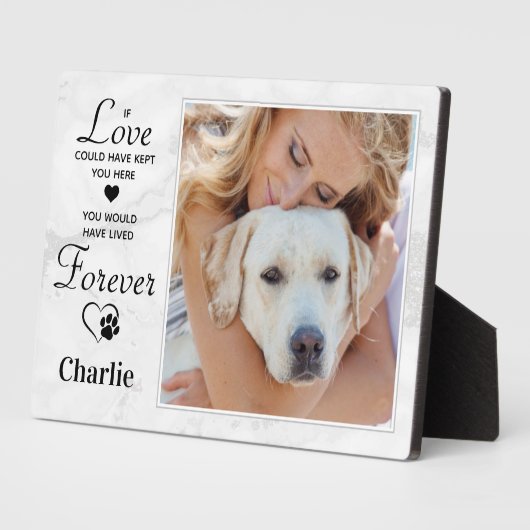 Modern Marmer Custom Photo Dog Pet Memorial Fotoplaat (Zijkant)