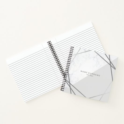Modern marmer Geometric Silver Pattern Gray Square Notitieboek (Binnen)