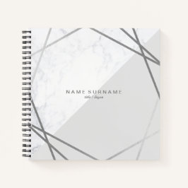 Modern marmer Geometric Silver Pattern Gray Square Notitieboek