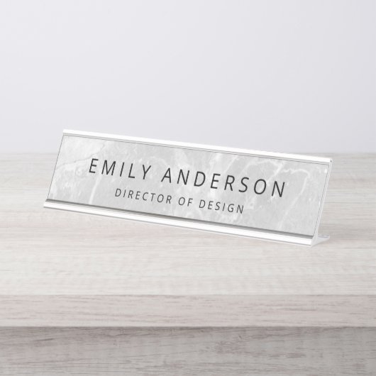 Modern marmer gepersonaliseerd bureau naambordje (Voorkant)