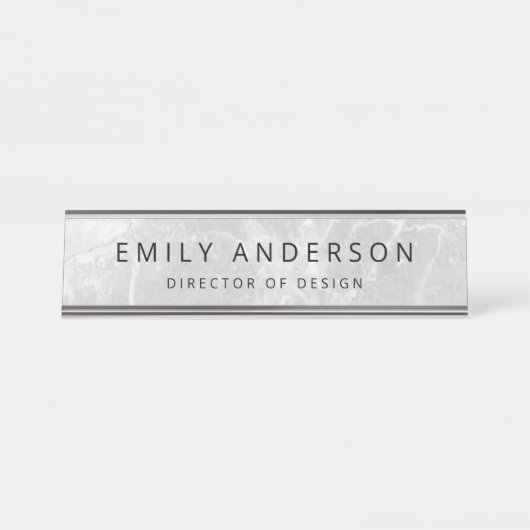 Modern marmer gepersonaliseerd bureau naambordje (Voorkant)