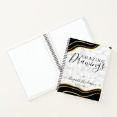 Modern Marmer Goud Zwart Tekening Schetsboek Girly Notitieboek (Binnen)