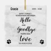 Modern Marmer Hallo Tot ziens Memorial Keramisch Ornament (Achterkant)