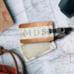 Modern marmer Monogram gestreept Bagagelabel<br><div class="desc">Voeg uw initialen en adresdetails op de achterkant toe en plaats zegel op uw reizen. Geschikt voor alle moderne marmerliefhebbers en degenen die een koperkreet hebben. (dat zou ik zijn). Alle faux en geweldig. Voeg gewoon je initialen toe</div>