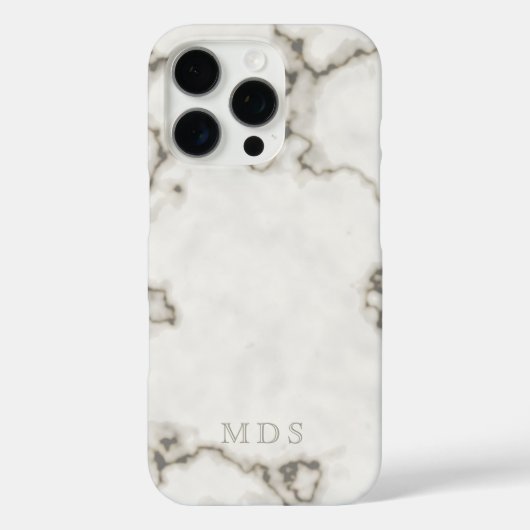 Modern Marmer Monogrammed Hoesje-Mate iPhone Case (Achterkant)