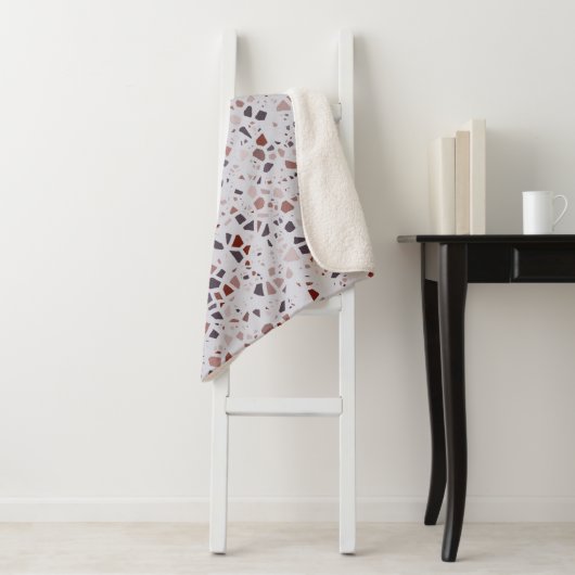 Modern Marmer Pink Terrazzo Pattern Sherpa Deken (In situ)