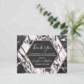 Modern Marmer Roos Gouden Trim Hexagon Dank u Briefkaart (Staand voorkant)