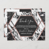 Modern Marmer Roos Gouden Trim Hexagon Dank u Briefkaart (Voorkant / Achterkant)
