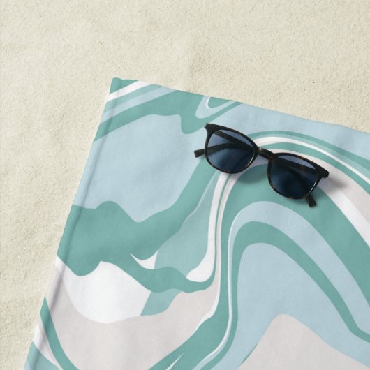 Modern Marmer Turquoise Coastal Beach Zee Name Strandlaken (In situ)
